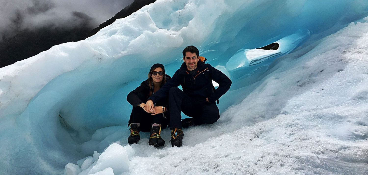 Couple at Fox Glacier, New Zealand honeymoon trip