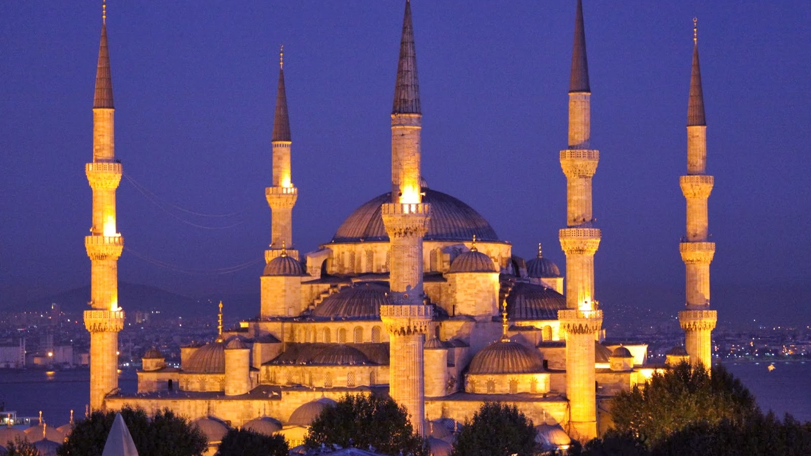 View of Blue Mosque of Istanbul with its 6 minarets,