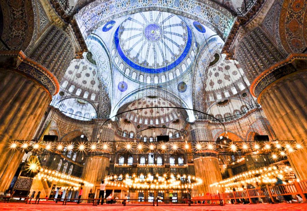 Interior view of Blue Mosque of Istanbul