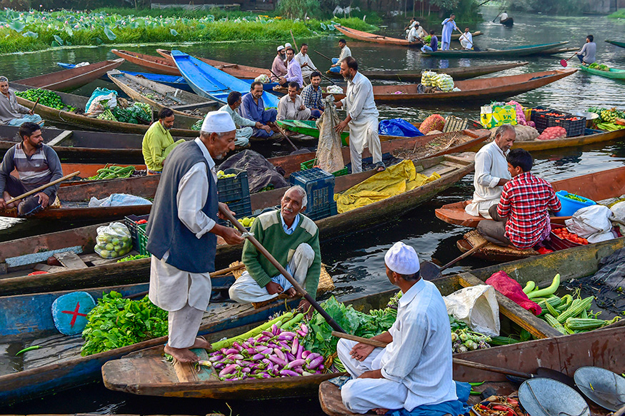 The Floating vegetable market Srinagar