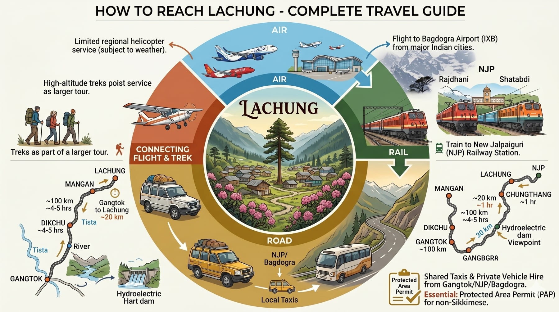 Various Ways of Reaching Lachung