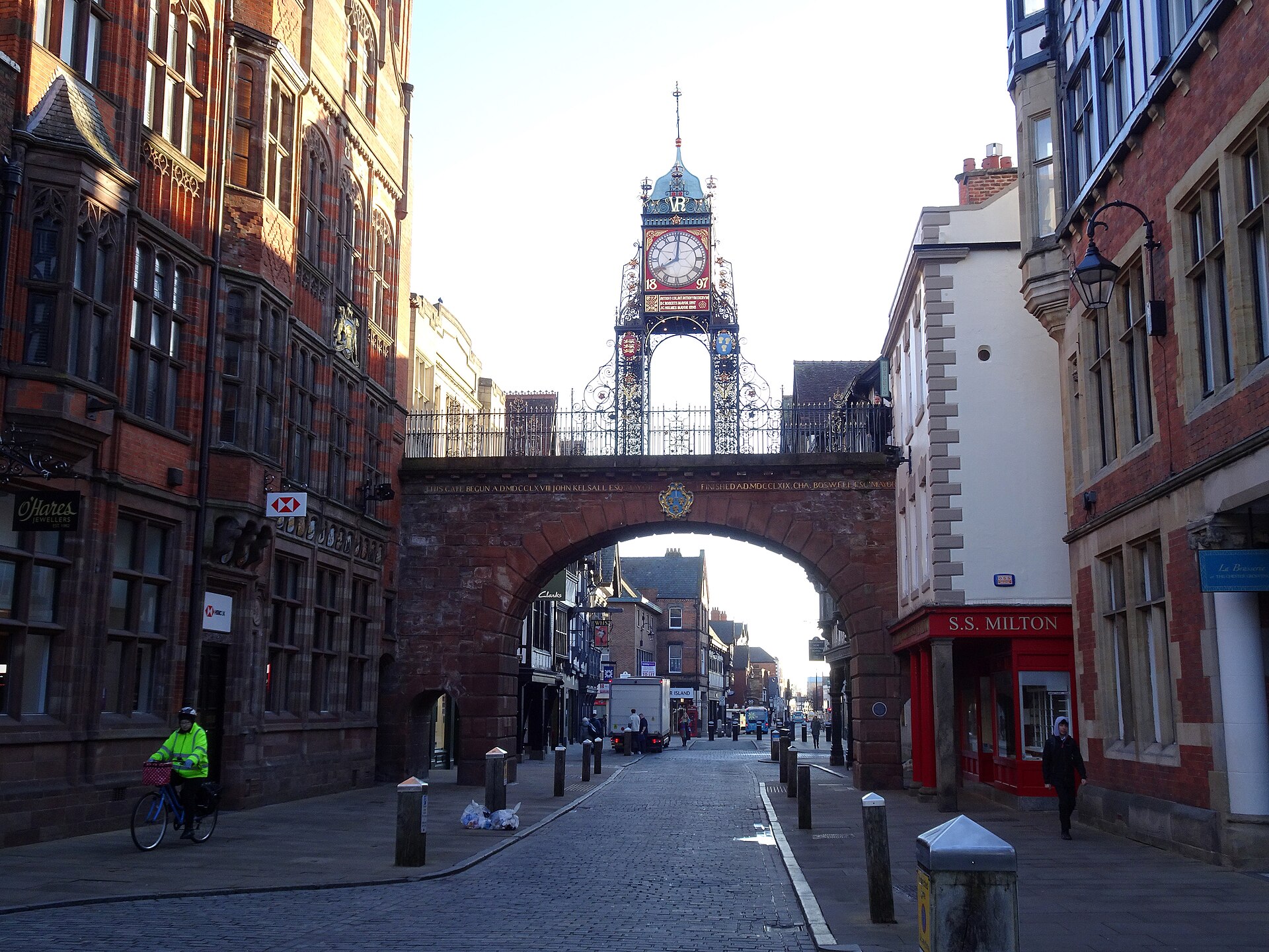 Eastgate Clock on the Roman walls of Chester, England