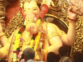 Lalbaugcha Raja idol during Ganesh Chaturthi in Mumbai