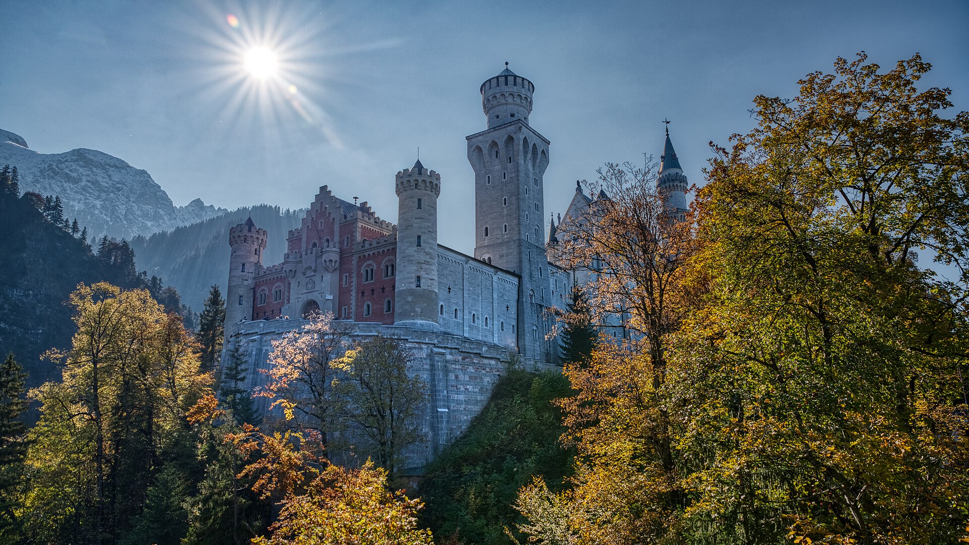 Neuschwanstein Castle in autumn, day trip from Munich