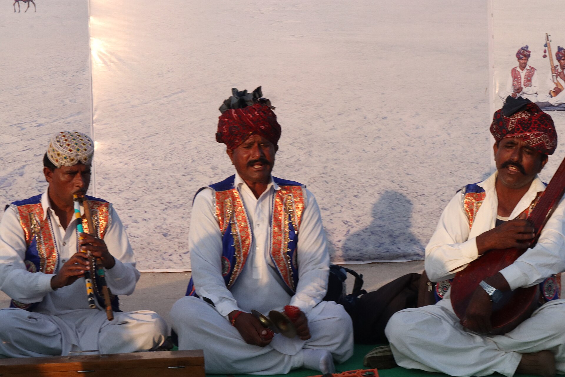 Folk musicians performing at Rann Utsav in Kutch