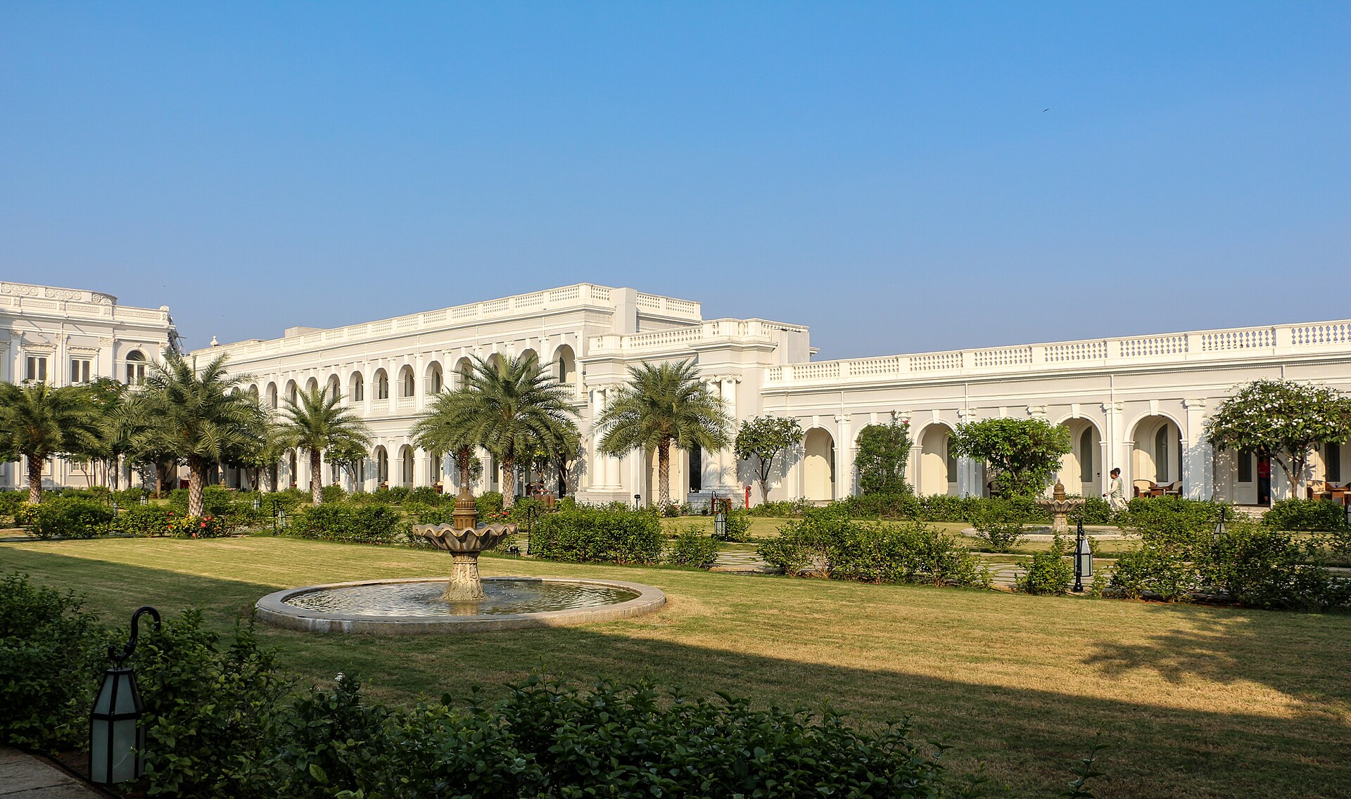 Falaknuma Palace courtyard and gardens in Hyderabad