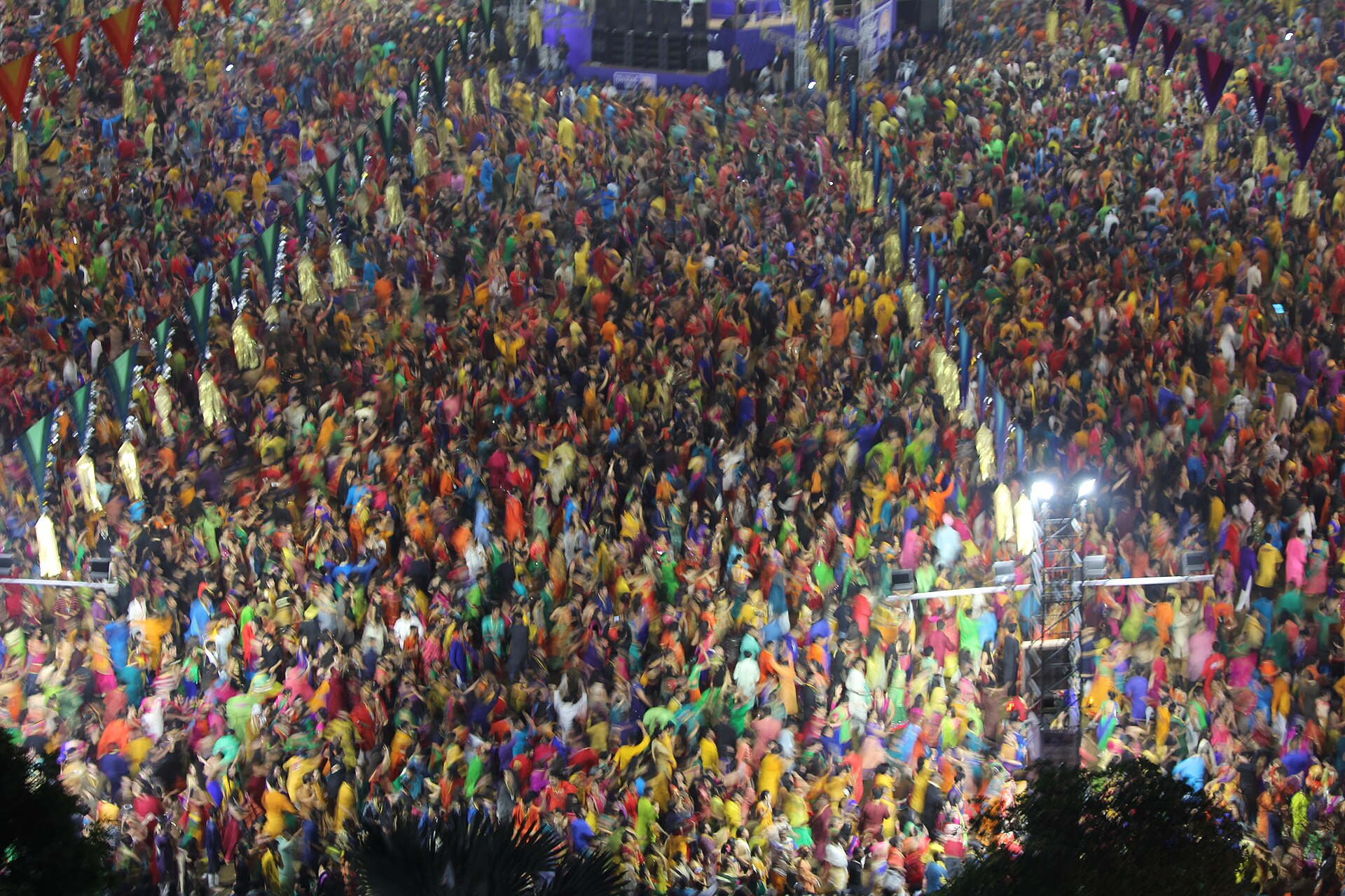 Tens of thousands of people dancing garba at a Navratri ground in Vadodara