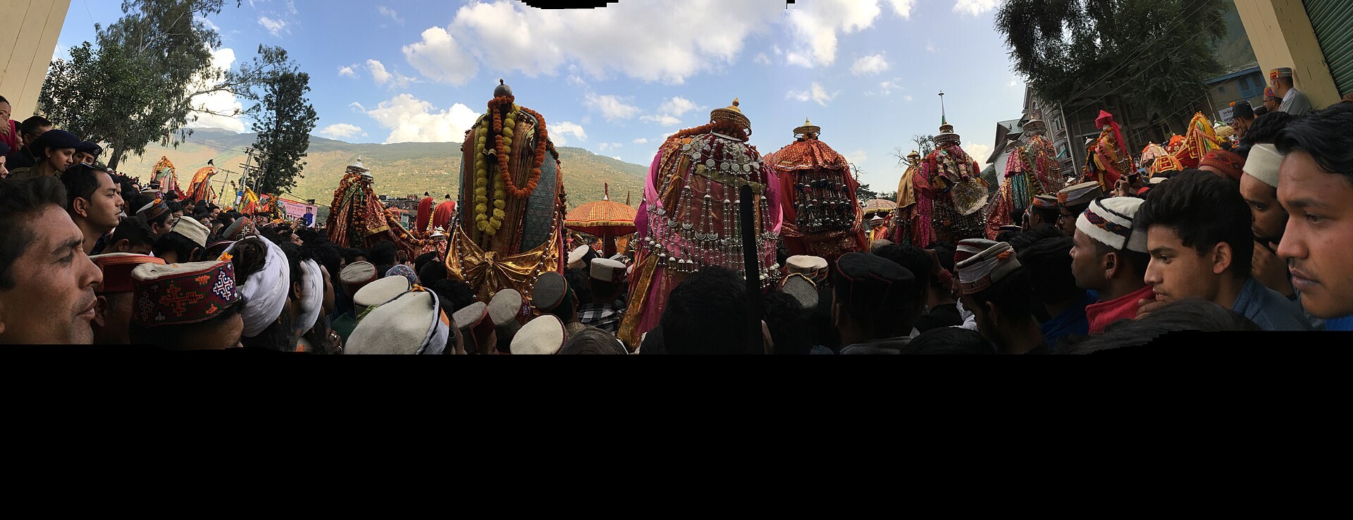 Village deities carried in procession at Kullu Dussehra in Himachal Pradesh