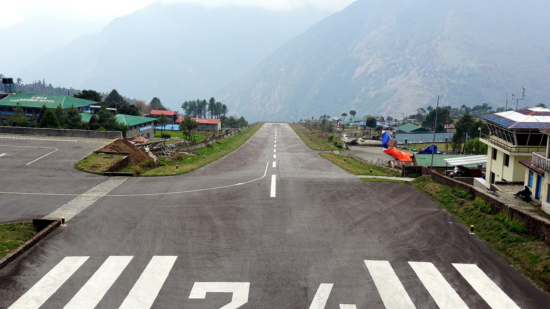 Lukla airport runway in Nepal, gateway to the Everest region