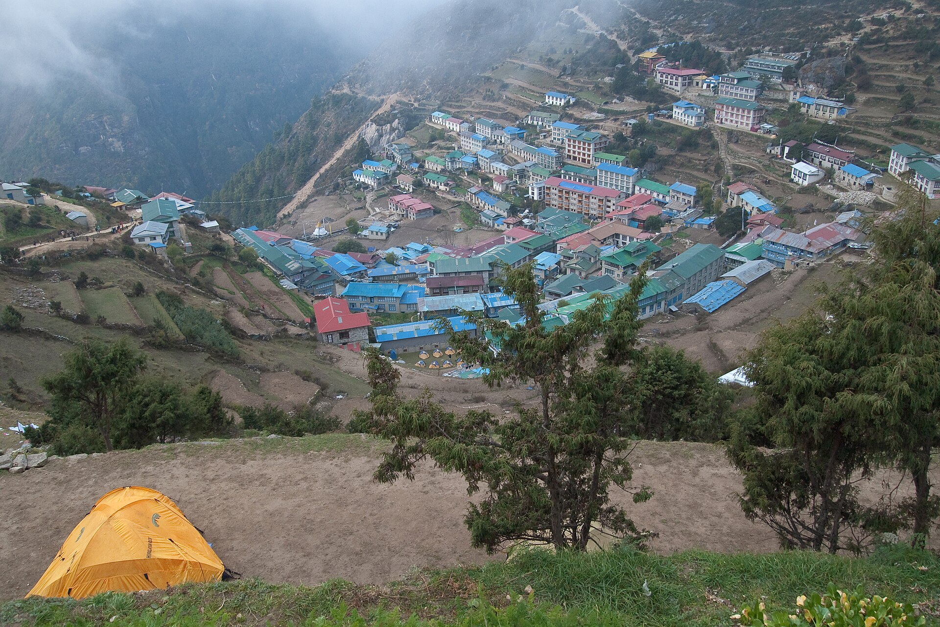 Namche Bazaar seen from above on the Everest Base Camp trek