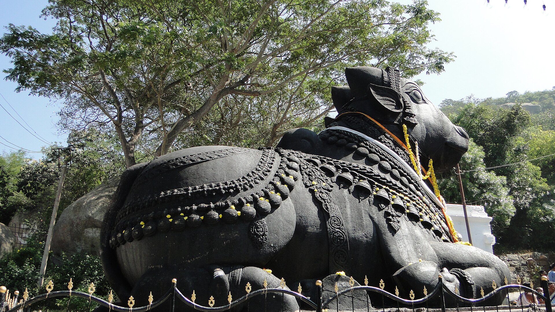 Monolithic Nandi bull statue on the Chamundi Hills road in Mysore