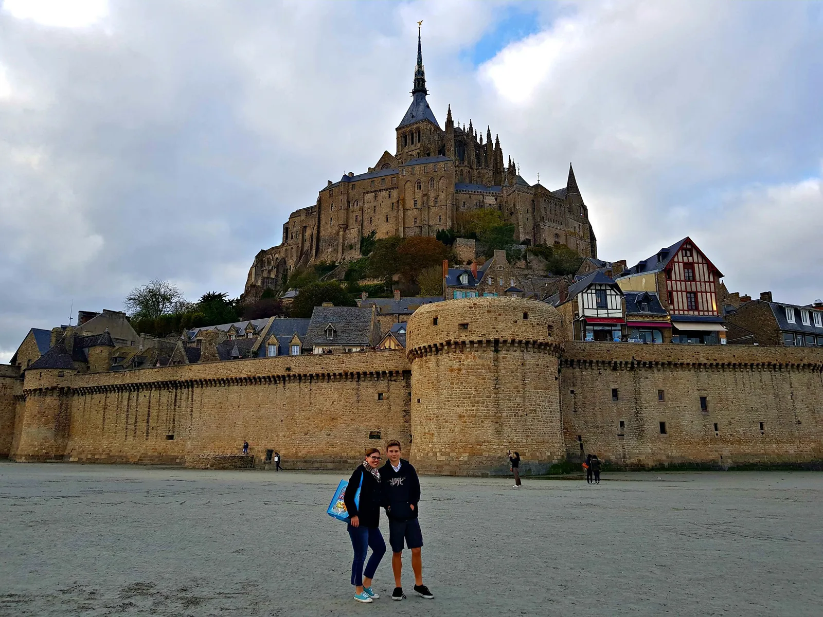 Tourist outside Mont Saint Michel